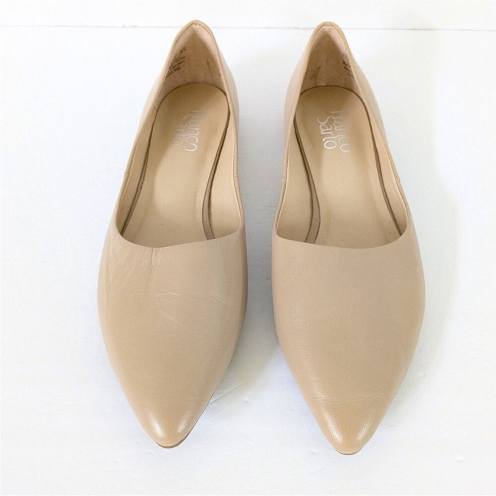 Franco Sarto Hazeline Women's Size 8.5 M Nude Leather Slip-On Flat Shoes